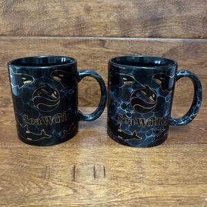 SEA WORLD Shamu Killer Whale Mug Set 12oz